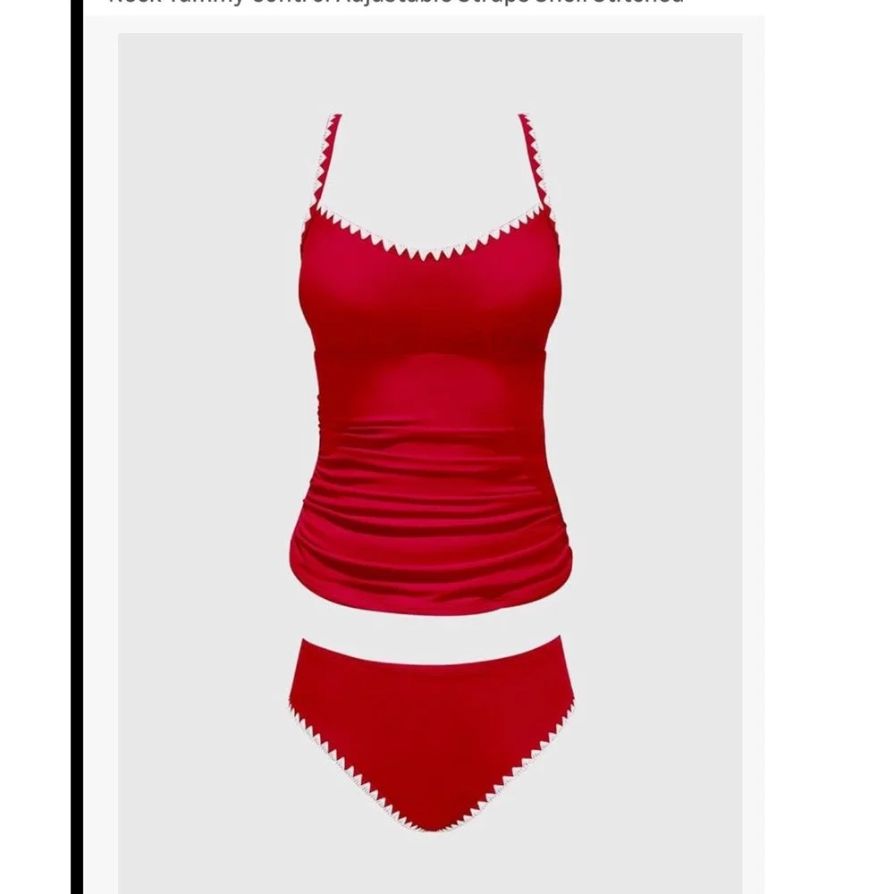 NWT CUPSHE Tankini Sets Two Piece‎ Swimsuit Scoop Neck Shell Stitched Small